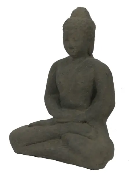 Product image 3 of the product “Seated Buddha Borobudur, 18cm high, cast lava stone, antique finish ”